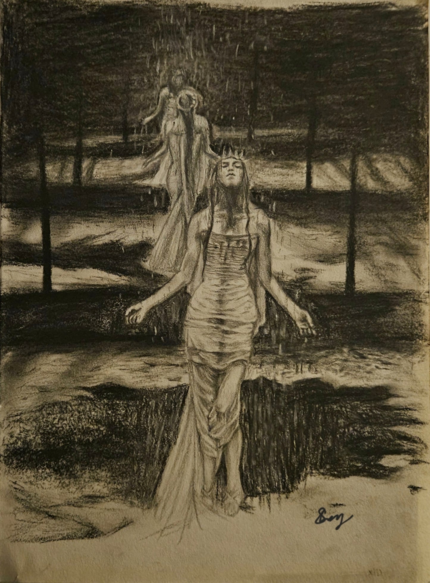 Charcoal girl - print